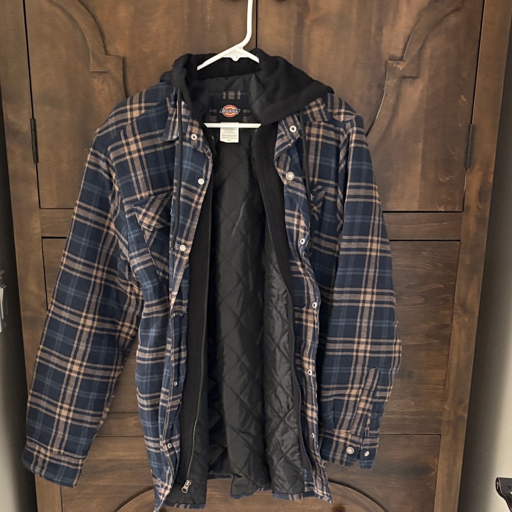 Dickies Men's Navy Plaid Shirt Jacket